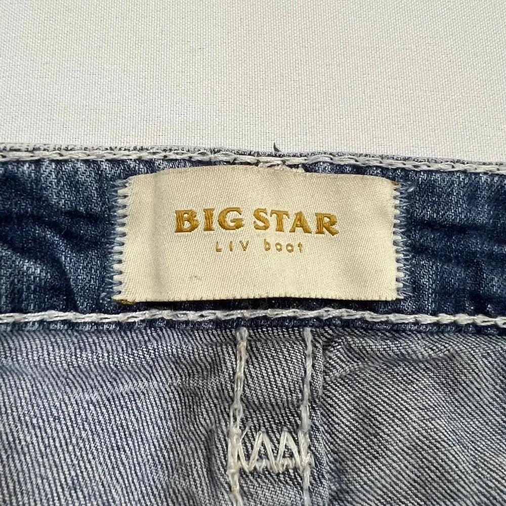 Big Star Liv Bootcut Jeans Distressed Low Rise Blue Denim Womens 27L Fits 29L - Picture 4 of 15